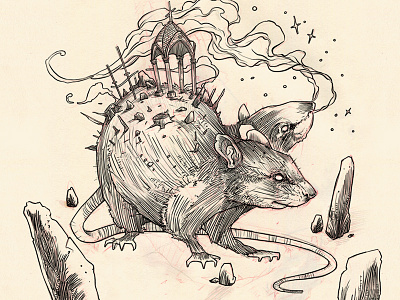 Wharf Rat illustration ink pencil rat rodent sketch wip