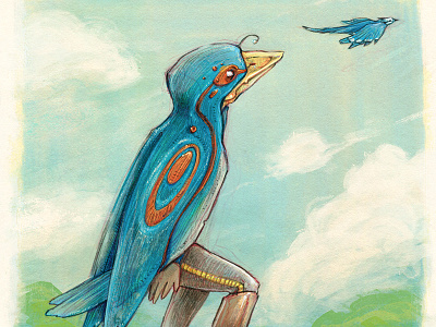 Birdboy (detail) bird birds brushes illustration paint sketch