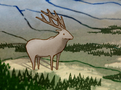 Elk elk illustration map pacific northwest
