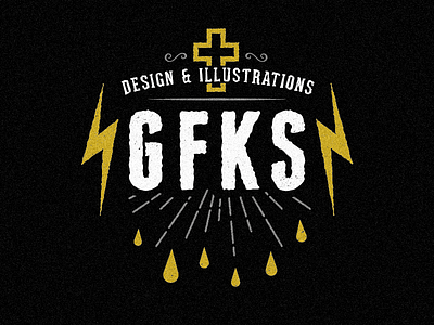 GFKS Logo-ish 1 black bolt cross design gold graphic grunge illustration logo logotype retro rusty
