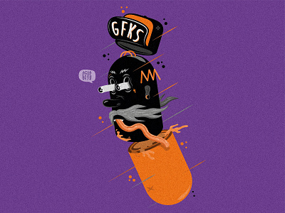 Broken Pill ✝ art black broken design gfks graphic illustration monster orange pill prague