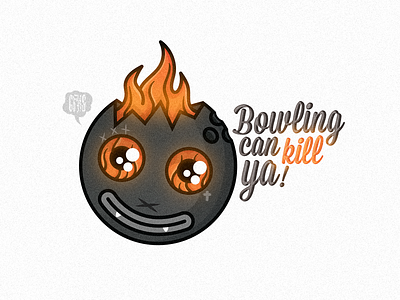 Bowling can kill ya! ✝ art ball design fire gfks glow graphic illustration kill monster typography