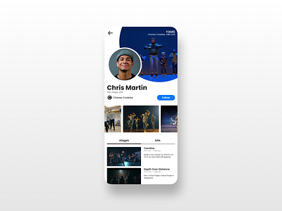 Profile page for a dance-focused social media app