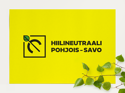 Hiilineutraali Pohjois-Savo Logo black and yellow branding carbon neutrality design environment identity leaf logo