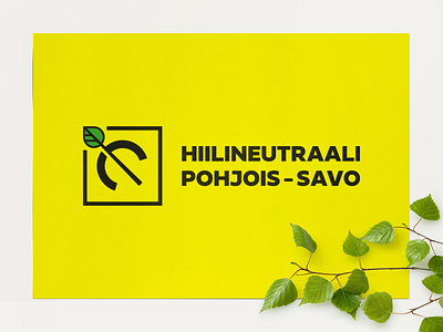 Hiilineutraali Pohjois-Savo Logo black and yellow branding carbon neutrality design environment identity leaf logo