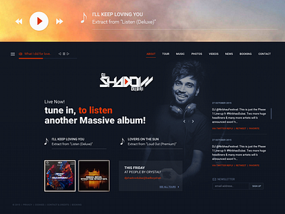 DJ Shadow Dubai artist dark theme dj interface music portfolio ui ux web design website