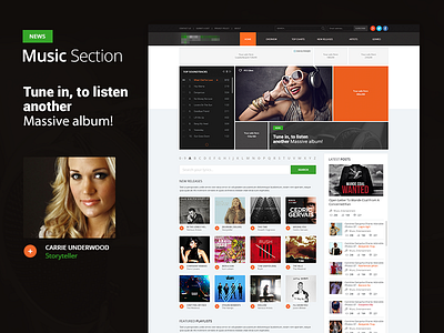 Web Portal Design dark theme interface music news portal ui ux web design website