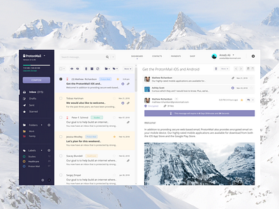 ProtonMail WebMail Dashboard - UI/UX/iOS