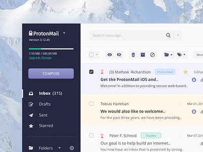 ProtonMail - Interface Design app concept dashboard digital email inteface mailbox ui uikit ux web webmail