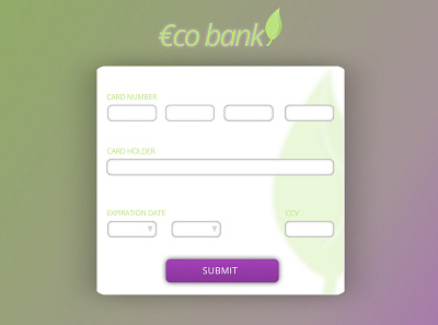 Card checkout form - Eco bank #002 002 bank branding dailyui design form photoshop typography ui ux visa