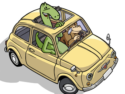 TeknoSauri.aC 500 car comics digital draw dinosaurs graphic design humor webstrip