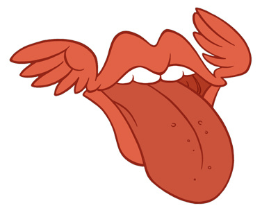 Tongue digital draw humor red tongue wings