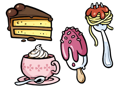 Little sweet things digital draws food icons illustration
