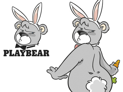 PlayBear bear bunny cartoon character design funny vector