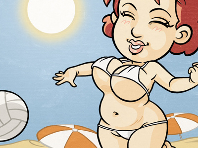 Ferragosto - Assumption chubbygirls digital drawing illustration pin up sexy summer volley