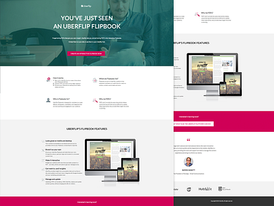 Landing Page Flipbook flipbook green icon landing pink responsive signup ui ux web webdesign website