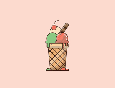 ice cream animasi character design face flat flat design illustration indonesia logo ui