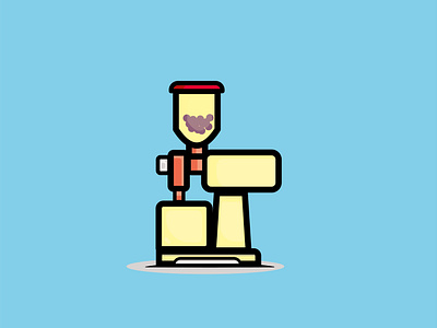 automatic coffee grinder animasi character design face flat flat design illustration indonesia logo ui