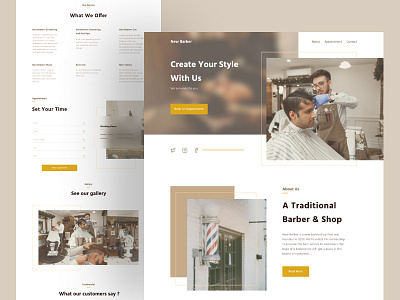 Barber Shop Landing Page barber shop barber shop website design design inspiration figma landing page new design simple landing page ui ux ui design ui designs ui ux ui ux web ux design website concept website design