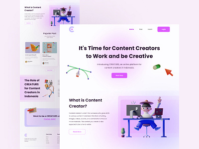 Creaturs - Landing Page design inspiration landing page minimalist platform social media ui ux ui design website concept website design