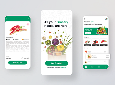 Grocery Store Mobile App app app design clean vegetables delivery app ecommerce app figma food delivery food delivery app foods groceries grocery grocery app grocery delivery app grocery store mobile app mobile app design mobile design mobile ui supermarket userinterface