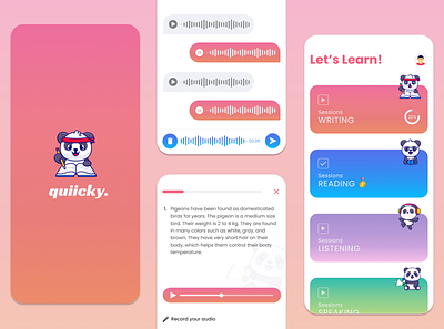 ENGLISH SKILL BUILD UP APP. app design building english gradient mobile panda skill ui