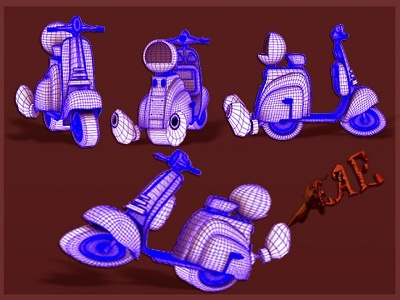vespa cartoon concept 3d art direction bike