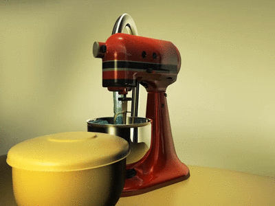 Kitchenaid mixer 3d animation modling simolation water