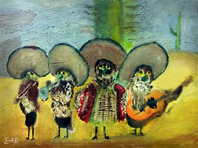 The owls band show accordion guitar oil trumpet violin