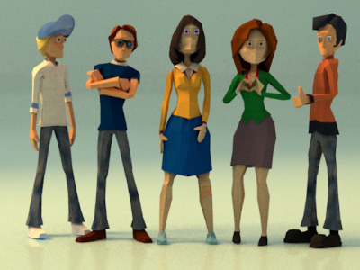 co workers low poly nine to five team work