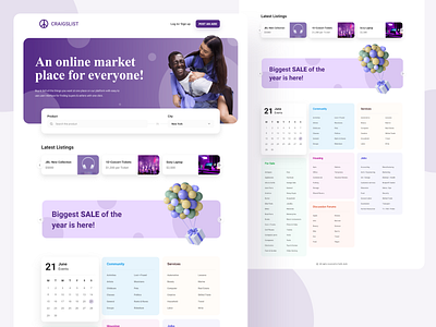 Craigslist Landing Page Redesign branding business categories design ecommerce elegant flat interface landing page minimal online shopping redesign shopping ui user experience user interface ux web web design website