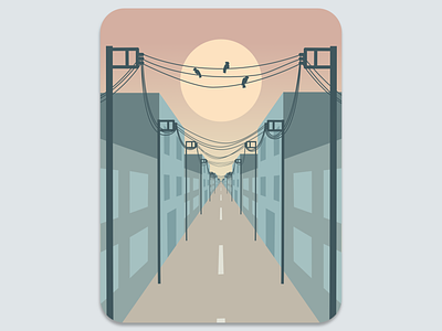 Vector Illustration Cable City at Sunset