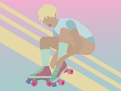 Vector Illustration 80s Roller Skate Girl