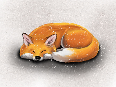 Sleeping Fox in the Snow animal animals cute digital painting fox fox cub illustration painting procreate procreateapp sleeping snow winter