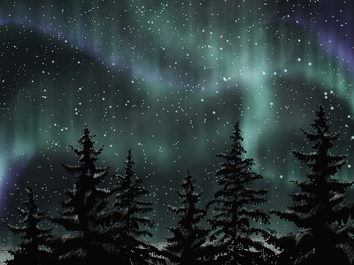 Aurora Borealis - Northern Lights Illustration