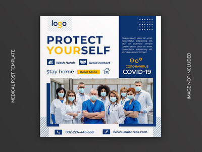 Dynamic coronavirus social media post template design Premium Ps
