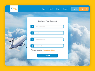 Travels Agency Register/Sign Up Page agency login page agency website airflay airforce airlines airplane design figmadesign flytrip login page register page sign up signup signup page