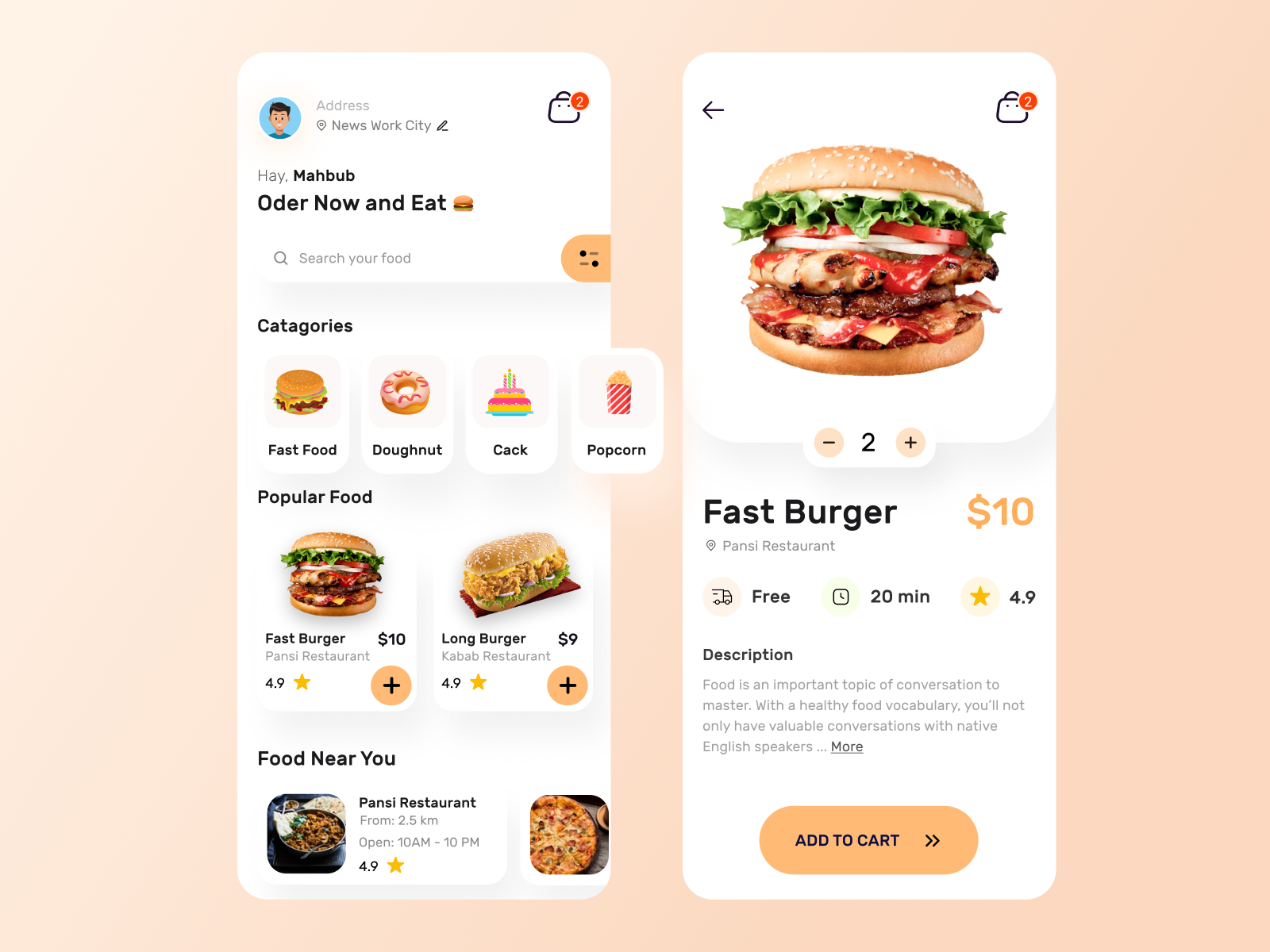 Food App Design by Kazi Mahbub on Dribbble