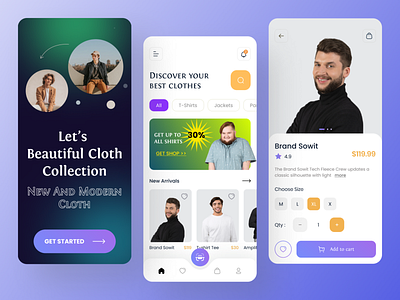 E-Commerce Clothing App app design apps case study clean cloth app clothes cltoh e cloth e commerce ecommerce fashion app minimal mobile app mobile app design mobile design mobile ui shopping app store ui ux