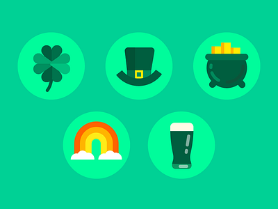 St.Patty's Icon Set four leaf clover green leprechaun st.pattys day