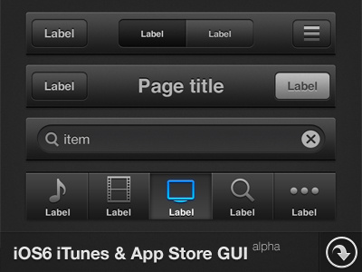 iOS6 iTunes & App Store GUI - FreePSD apple bar button free psd gui icon ios 6 iphone item list
