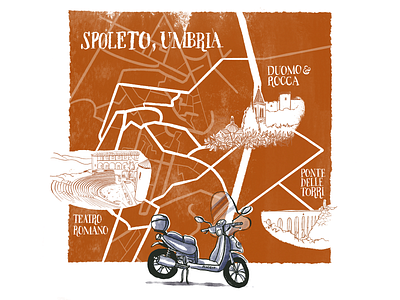 Map of Spoleto in Umbria, Italy