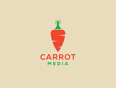Carrot media Logo design. app branding carrot logo clean colorful icon illustration minimal modern modern logo realestic vector vegetable logo