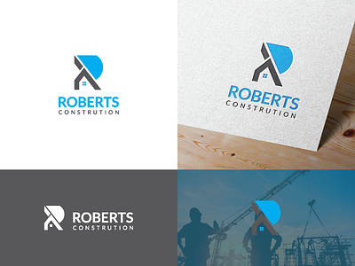 Roberts Construction logo design branding colorful construction logo design custom logo illustration logo logo design minimal modern logo vector