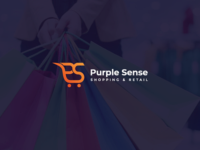 Purple Sense Shopping logo design. branding digital shop fashion logo home shopping logo design. minimal modern logo online shopping logo shop shopping logo
