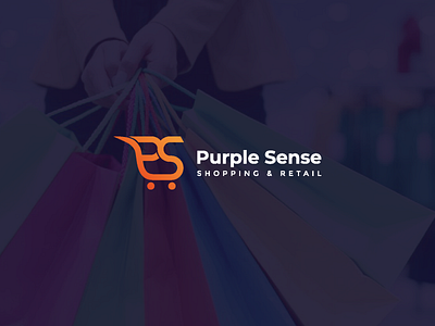 Purple Sense Shopping logo design.