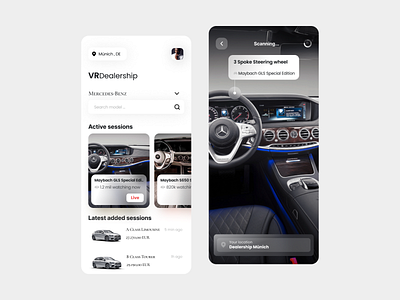 VR Car Dealership App Concept apple design figma landing page design mercedes benz mobile mobile app mobile ui ui user interface design ux uxdesign