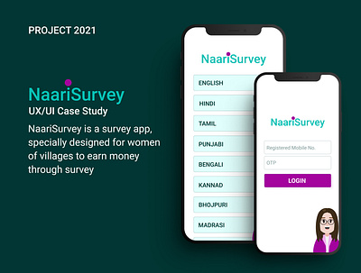 NaariSurvey: Survey App designed for women of villages design dribbble shot illustration logo logodesign ui ui design user interface design ux ux case study