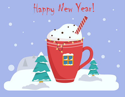 Winter Drink adobe illustrator cocoa flat illustration happy new year illustration kammerel pixel school vector winter