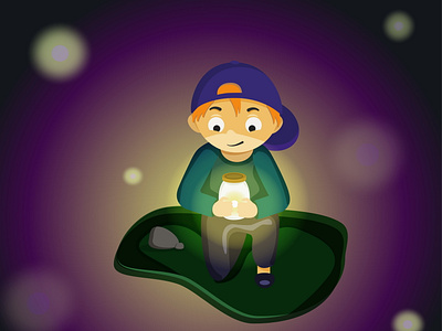 Firefly adobe illustrator boy buglight dark fairytale firefly illustration kammerel kid light magic mystic night pixel school shade story vector